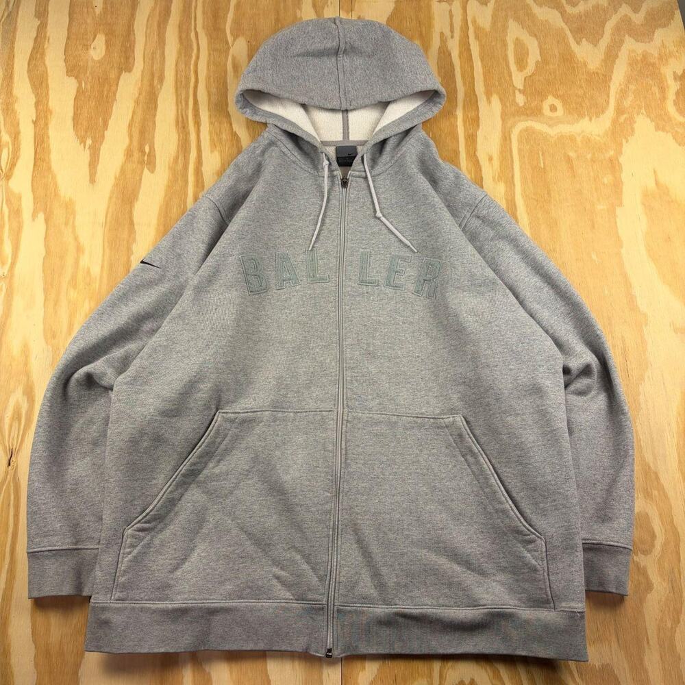 Vintage Nike “BALLER” Full-Zip Hoodie – Gray – Men’s XL